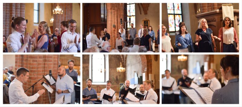 Kollage med bilder från en av kören Rechoires konserter.